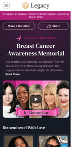 In Memoriam campaign page on mobile