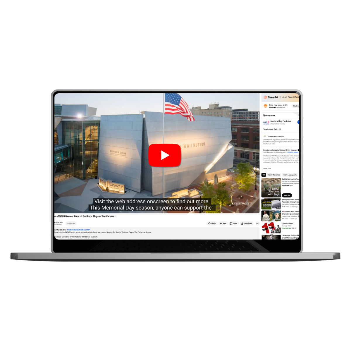 YouTube sponsored message example